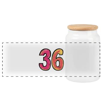 36 Number symbol - Panoramic Cookie Jar with Wooden Lid - white - Front