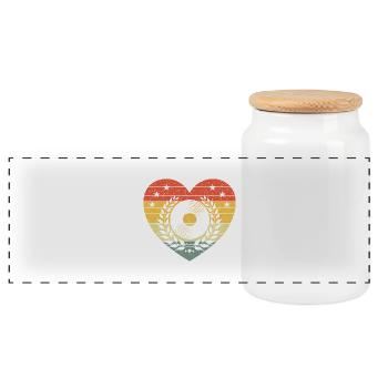 Coeur vintage avec disque vinyle – Retro Music Design - Boîte à biscuits avec couvercle en bois - blanc - Devant