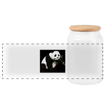 Panda - Panorama Keksdose mit Holzdeckel - Weiß - Vorne