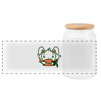 Lapin Carotte Carotte Bouche Nourriture Faim Fourchette Couteau - Boîte à biscuits avec couvercle en bois - blanc - Devant