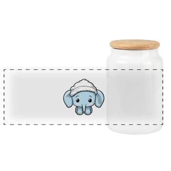 éléphant hiver animal bébé bande dessinée - Boîte à biscuits avec couvercle en bois - blanc - Devant