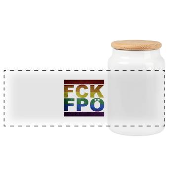 FCK FPÖ - Montrer l’exemple contre la droite (vintage) - Boîte à biscuits avec couvercle en bois - blanc - Devant