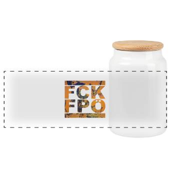 FCK FPÖ - Montrer l’exemple contre la droite (vintage) - Boîte à biscuits avec couvercle en bois - blanc - Devant