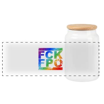FCK FPÖ - Montrer l’exemple contre la droite - Boîte à biscuits avec couvercle en bois - blanc - Devant