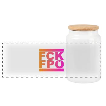 FCK FPÖ - Boîte à biscuits avec couvercle en bois - blanc - Devant