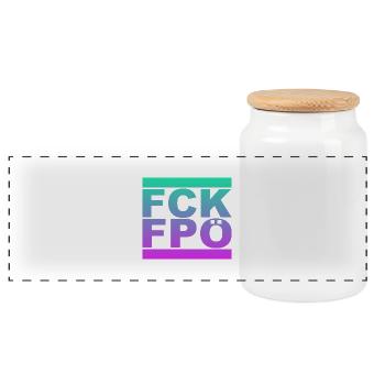 FCK FPÖ - Montrer l’exemple contre la droite - Boîte à biscuits avec couvercle en bois - blanc - Devant