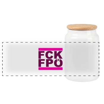 FCK FPÖ - Montrer l’exemple contre la droite - Boîte à biscuits avec couvercle en bois - blanc - Devant