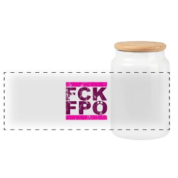 FCK FPÖ - Montrer l’exemple contre la droite - Boîte à biscuits avec couvercle en bois - blanc - Devant