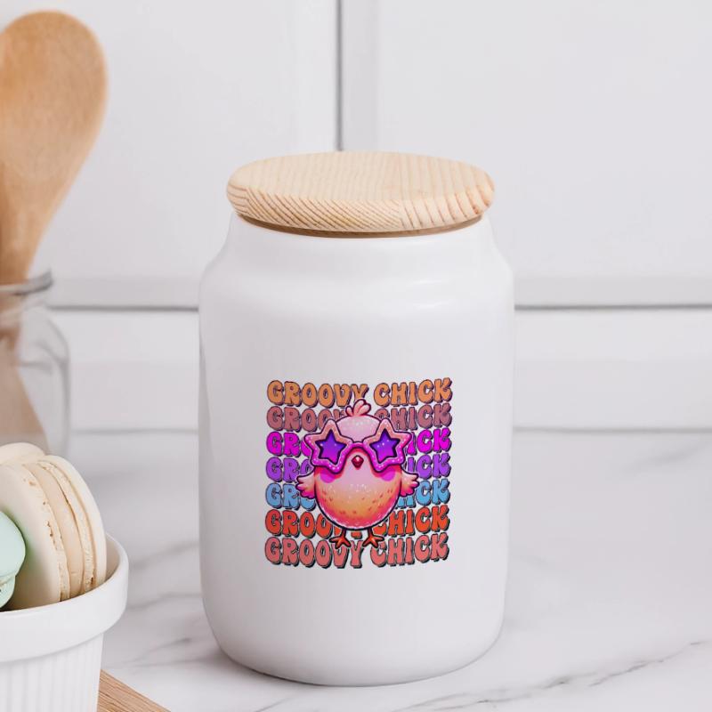 Easter Easter Bunny Easter Eve Easter Sunday Easter Egg Spring Panoramic Cookie Jar with Wooden Lid