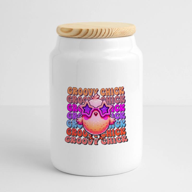 Easter Easter Bunny Easter Eve Easter Sunday Easter Egg Spring Panoramic Cookie Jar with Wooden Lid