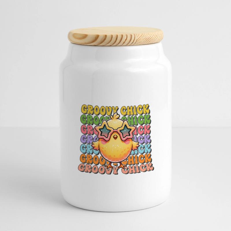 Easter Easter Bunny Easter Eve Easter Sunday Easter Egg Spring Panoramic Cookie Jar with Wooden Lid