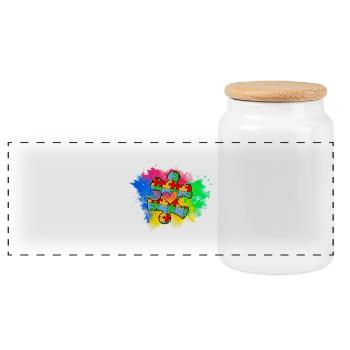 Autism Puzzle - Panoramic Cookie Jar with Wooden Lid - white - Front