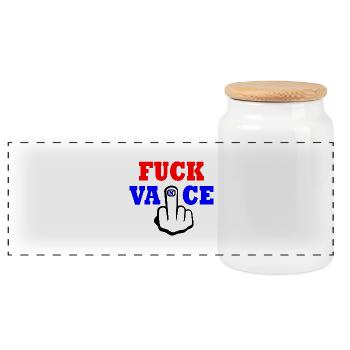 fuck vance - Boîte à biscuits avec couvercle en bois - blanc - Devant