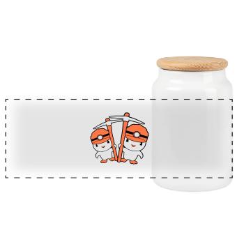 2 canards mineur pioche casque lampe amis mignon - Boîte à biscuits avec couvercle en bois - blanc - Devant