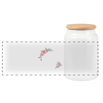 Brief s Blumen - Panorama Keksdose mit Holzdeckel - Weiß - Vorne