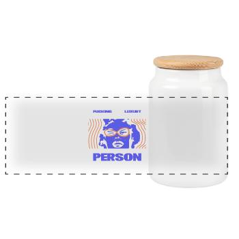 de personne de luxe - Boîte à biscuits avec couvercle en bois - blanc - Devant