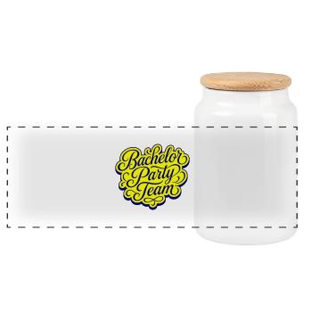 Bachelor Party Team - Panoramic Cookie Jar with Wooden Lid - white - Front