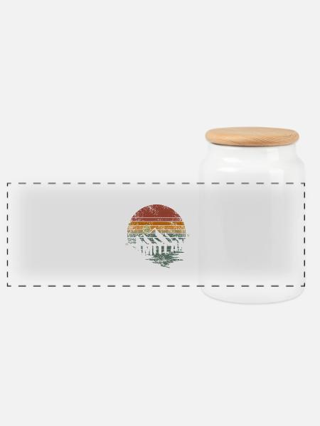 Heimatland Erzgebirge - Panorama Keksdose mit Holzdeckel - Weiß