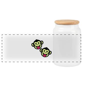 Singe Drôle - Boîte à biscuits avec couvercle en bois - blanc - Devant