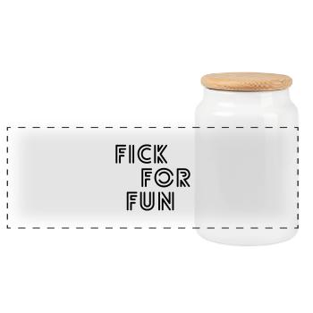 Fick For Fun - lustiger Sex Spruch fürs Gym - Panorama Keksdose mit Holzdeckel - Weiß - Vorne