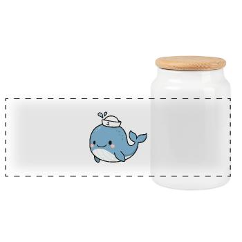 Baby Whale - Panoramic Cookie Jar with Wooden Lid - white - Front