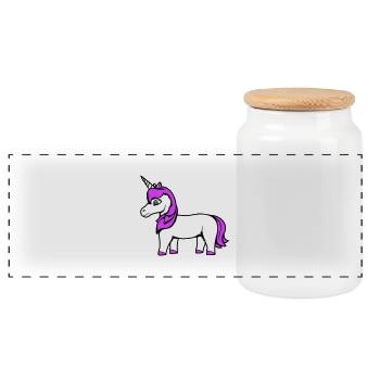 Licorne fille assez sympathique dessin animé cheval - Boîte à biscuits avec couvercle en bois - blanc - Devant