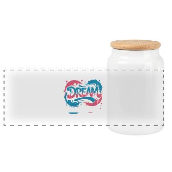 Un design de graffiti DREAM plein de couleurs et de motivation - Boîte à biscuits avec couvercle en bois - blanc - Devant