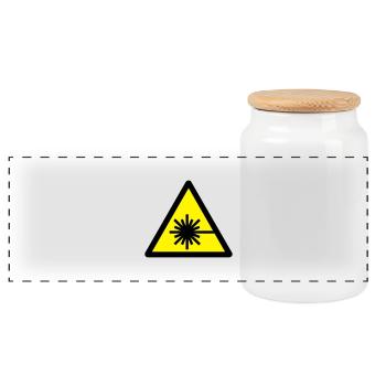 caution_laser_beam_2c - Panoramic Cookie Jar with Wooden Lid - white - Front