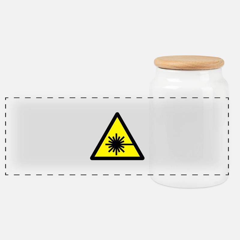 caution_laser_beam_2c - Panorama Keksdose mit Holzdeckel - Weiß
