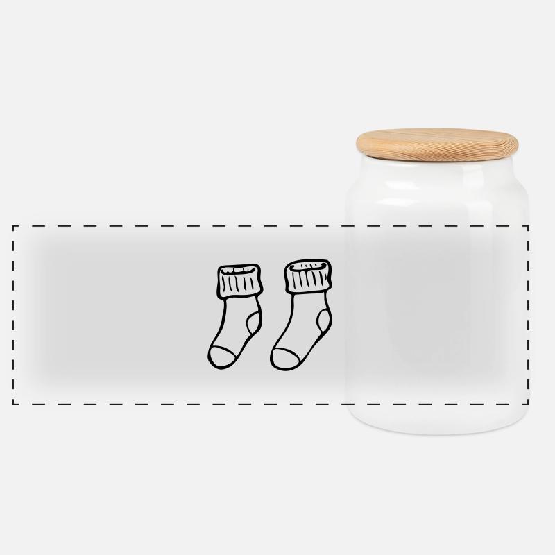 Paar Socken - Panorama Keksdose mit Holzdeckel - Weiß