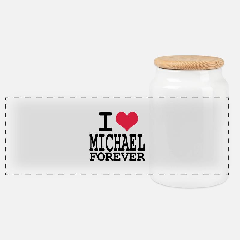 i love michael for ever - Panorama Keksdose mit Holzdeckel - Weiß