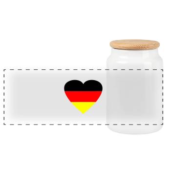 herz_deutschland2 - Panorama Keksdose mit Holzdeckel - Weiß - Vorne