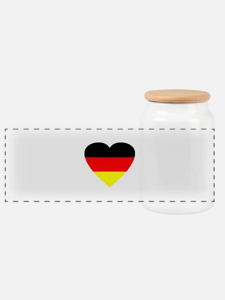 herz_deutschland2 - Panorama Keksdose mit Holzdeckel - Weiß
