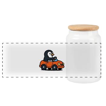 Voiture Pingouin - Boîte à biscuits avec couvercle en bois - blanc - Devant