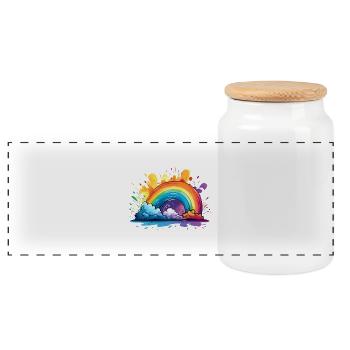 Votre arc-en-ciel - Boîte à biscuits avec couvercle en bois - blanc - Devant