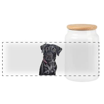 Labrador Retriever Feldweg - Panorama Keksdose mit Holzdeckel - Weiß - Vorne