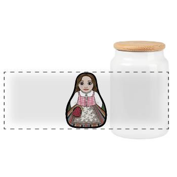MedelpadStinta - Panoramic Cookie Jar with Wooden Lid - white - Front