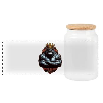 Gorilla - Panorama Keksdose mit Holzdeckel - Weiß - Vorne