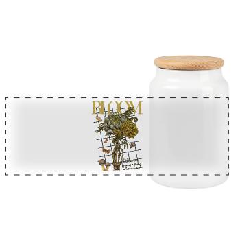 Bloom - Where you were planeted - Panoramic Cookie Jar with Wooden Lid - white - Front