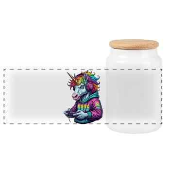 Unicorn Gamer : Du plaisir pour les joueurs rétro ! - Boîte à biscuits avec couvercle en bois - blanc - Devant