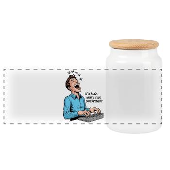 Bug-Fixer: Meine Superkraft als Programmierer! - Panorama Keksdose mit Holzdeckel - Weiß - Vorne