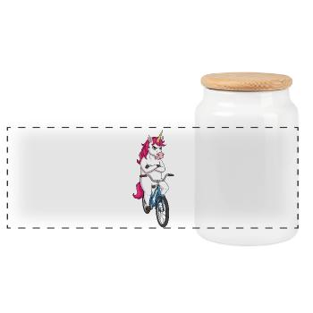 Grim Licorne sur roue - Pour les cyclistes - Boîte à biscuits avec couvercle en bois - blanc - Devant