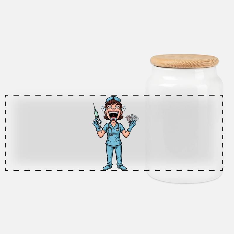 Crazy Sister : Humour de soins drôles - Boîte à biscuits avec couvercle en bois - blanc