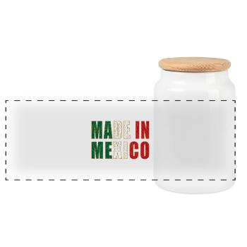 Made_in_Mexico - Panoramic Cookie Jar with Wooden Lid - white - Front