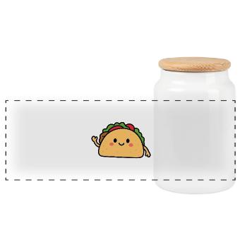 Cute Taco Motif for Clothes - Panoramic Cookie Jar with Wooden Lid - white - Front