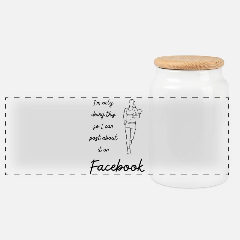 I m only doing this - Facebook - Panoramic Cookie Jar with Wooden Lid - white
