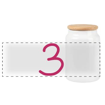 3 Nummer drei Zahl Geburtstag - Panorama Keksdose mit Holzdeckel - Weiß - Vorne