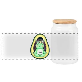 Avocat Hippie Peace des années 70 - Boîte à biscuits avec couvercle en bois - blanc - Devant