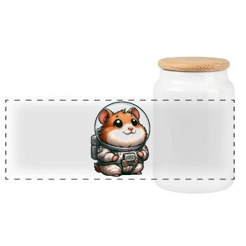 Hamster cochon d’Inde astronaute dans l’espace - Boîte à biscuits avec couvercle en bois - blanc - Devant