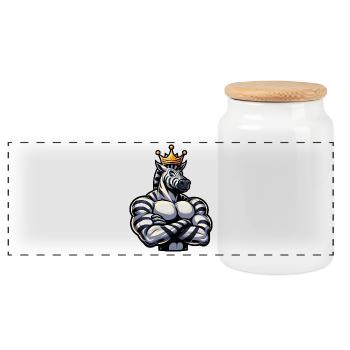 Entraînement de remise en forme Zebra King musclé - Boîte à biscuits avec couvercle en bois - blanc - Devant